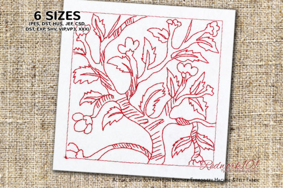 Amazing Tree Redwork Design