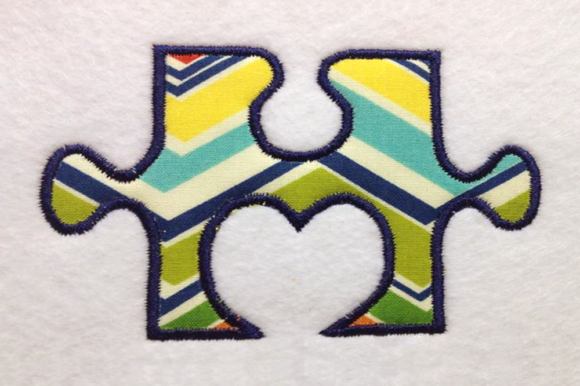 Autism Heart Puzzle Piece Applique