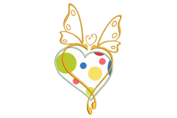 Butterflies on Love Heart Applique