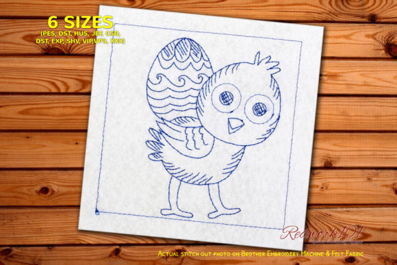 Chicken Carrying Easter Egg Redwork