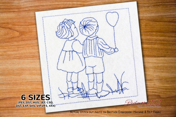 Couple in Love Redwork