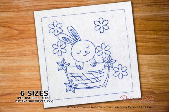 Cute Easter Bunny Redwork