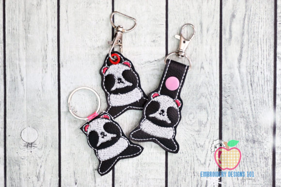 Cute Funny Panda in the Hoop Keyfob
