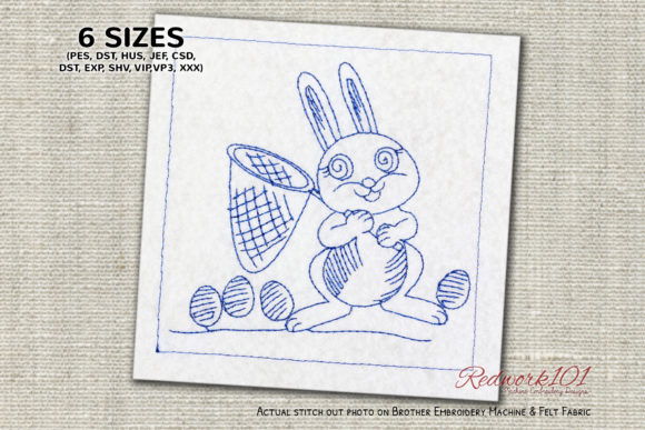 Easter Rabbit with Net Redwork