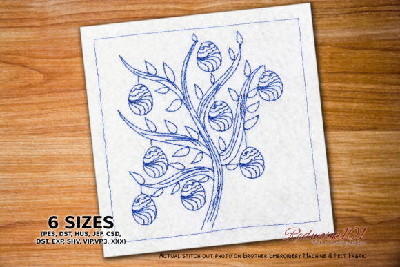 Easter Tree with Eggs Redwork