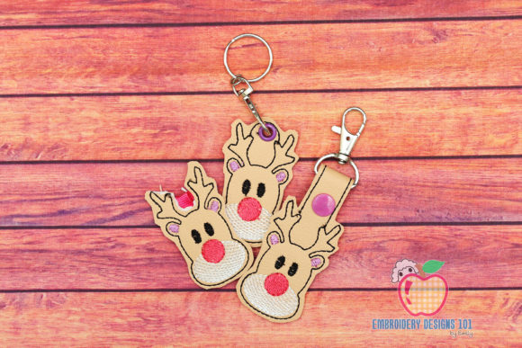 Funny Reindeer Face ITH KeyFob Snaptab