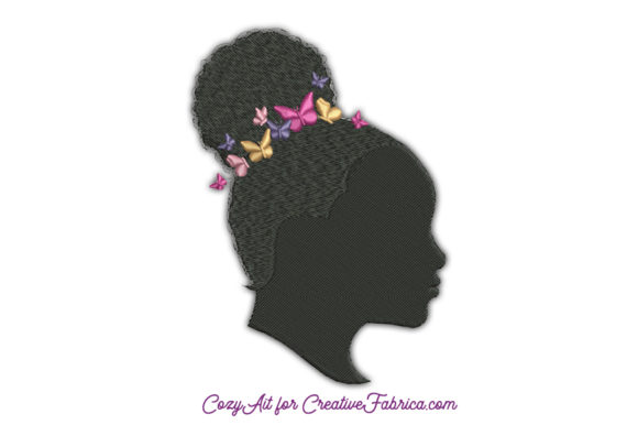 Girl with Butterflies Embroidery Design