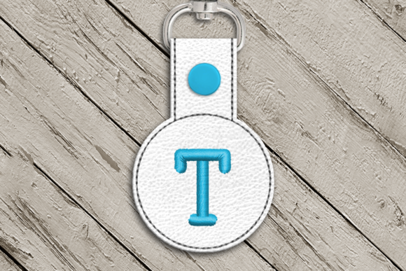 Letter T ITH Round Key Fob Applique