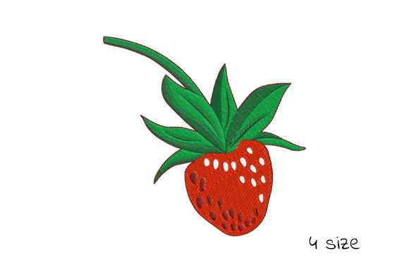 Red Wild Strawberry Embroidery Design