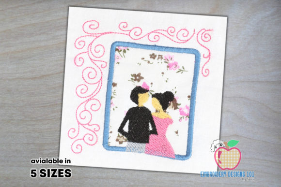 Wedding Couple in Window Applique